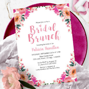 Bridal Brunch Invitations Hot Pink Floral