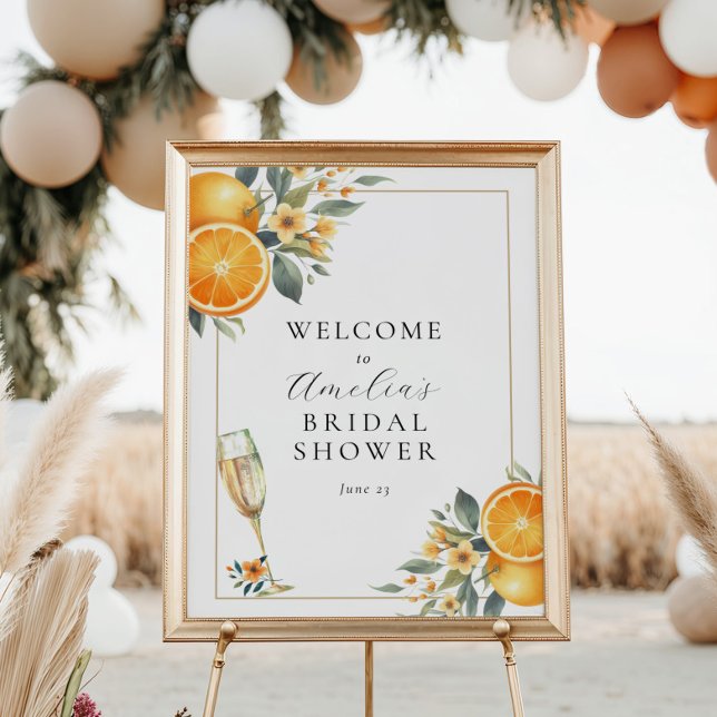 Bridal Brunch Orange Wedding Shower Welcome Sign (Creator Uploaded)