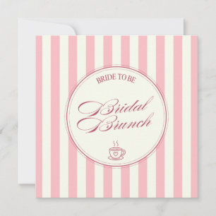 Bridal Brunch Pink Stripes Vintage Cafe Wedding Invitation