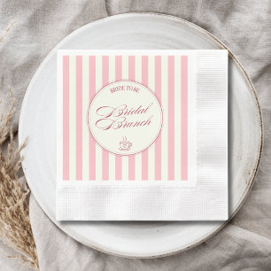 Bridal Brunch Pink Stripes Vintage Cafe Wedding Napkin