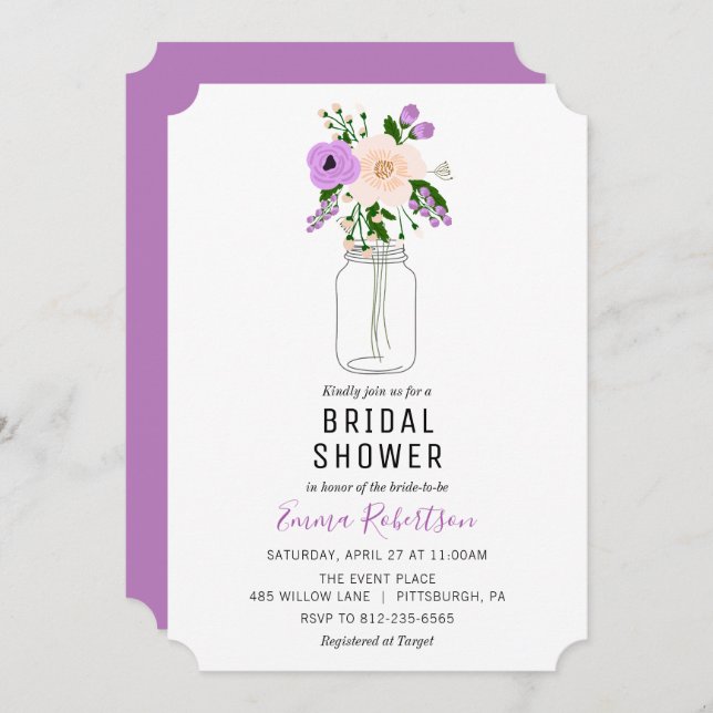 Bridal Brunch Purple Bouquet Shower invitation (Front/Back)