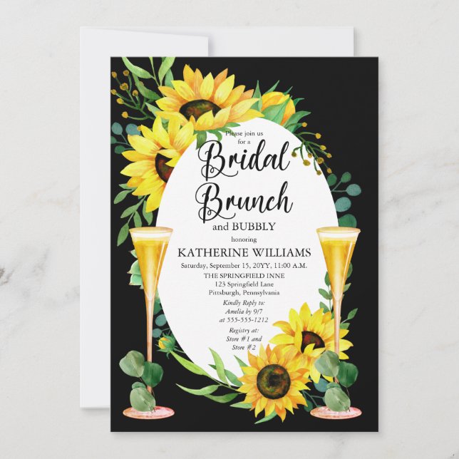 Bridal Brunch Sunflowers | Eucalyptus Floral Frame Invitation (Front)