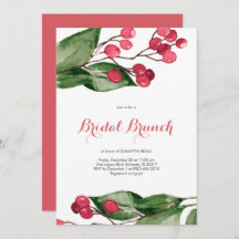 Bridal Brunch Watercolor Berries Christmas Party