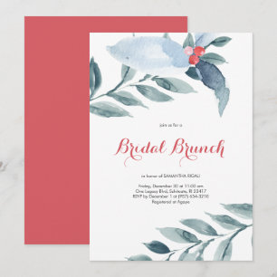 Bridal Brunch Watercolor Red Berries Holiday Party Invitation