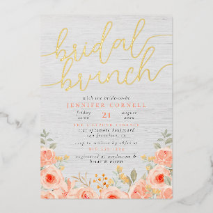 Bridal Brunch   Watercolor Rose & Chic Script Real