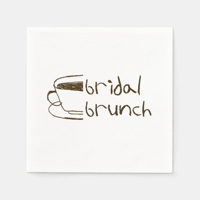 Bridal Brunch Whimsical Coffee Mug Drawing Wedding Napkin (Front)