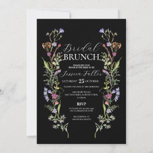 Bridal Brunch Wildflowers Floral Ditsy Dark Invitation