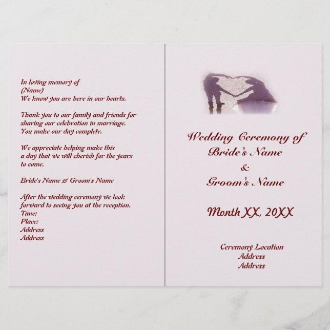 Bridal Couple Silhouette Heart in Sand Wedding (Front)