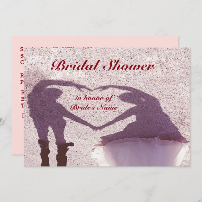 Bridal Couple Silhouette Heart in Sand Wedding Invitation (Front/Back)