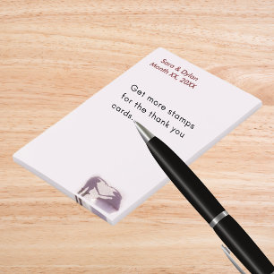 Bridal Couple Silhouette Heart in Sand Wedding Post-it Notes