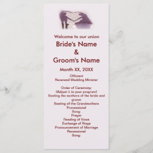 Bridal Couple Silhouette Heart in Sand Wedding Program