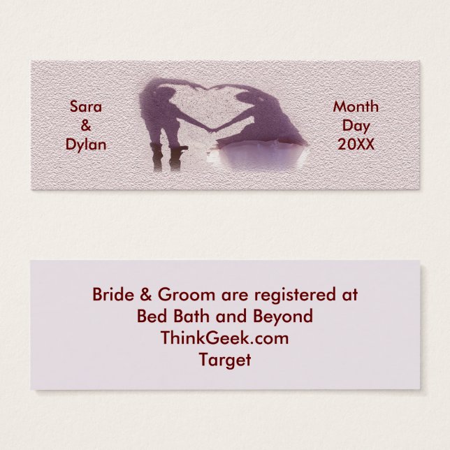 Bridal Couple Silhouette Heart Sand Registry Card (Front & Back)