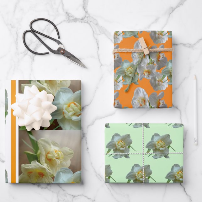 Bridal Crown Daffodils Cust. Wrapping Paper Sheets (Front)