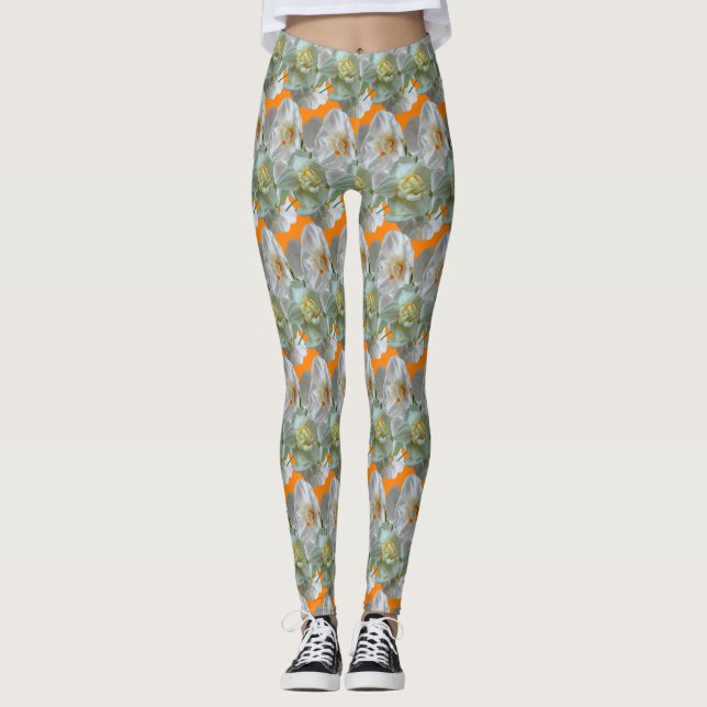 Bridal Crown Daffodils Pattern Legging (Front)