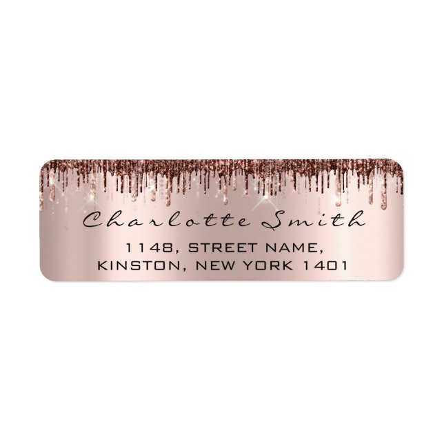 Bridal Drips Rose RSVP  Return Address Chocolate Label (Front)