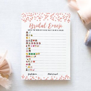 Bridal emoji game with Answers Bridal shower Card