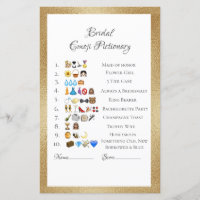  Bridal Emoji Pictionary Game Answers Paper Sheet