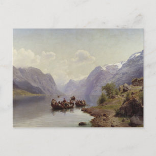 Bridal Escort on the Hardanger Fiord, 1865 Postcard
