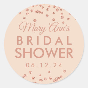 Bridal Favour Tag Rose Gold Glitter Confetti Blush