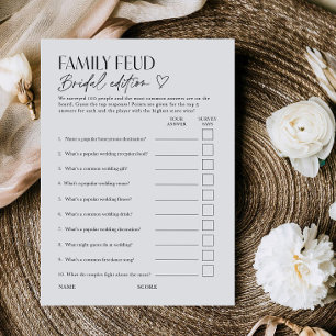 Bridal Feud Popular TV Game Show Trivia Card