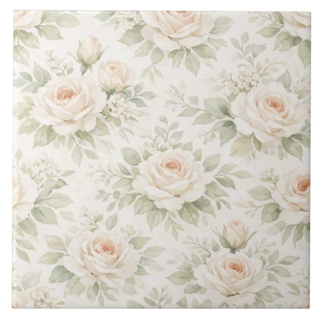 Bridal Floral Pattern Ceramic Tile (Front)