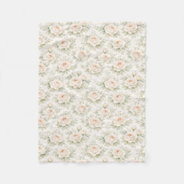 Bridal Floral Pattern Fleece Blanket (Front)