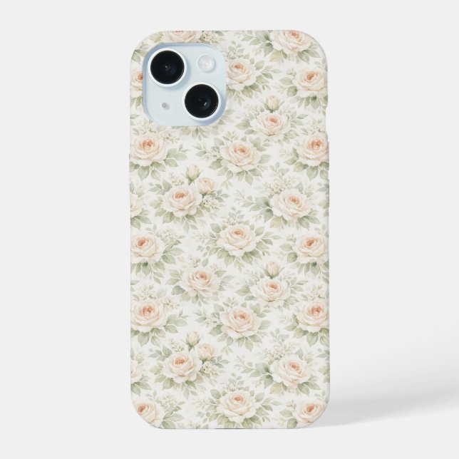 Bridal Floral Pattern iPhone 15 Case (Back)