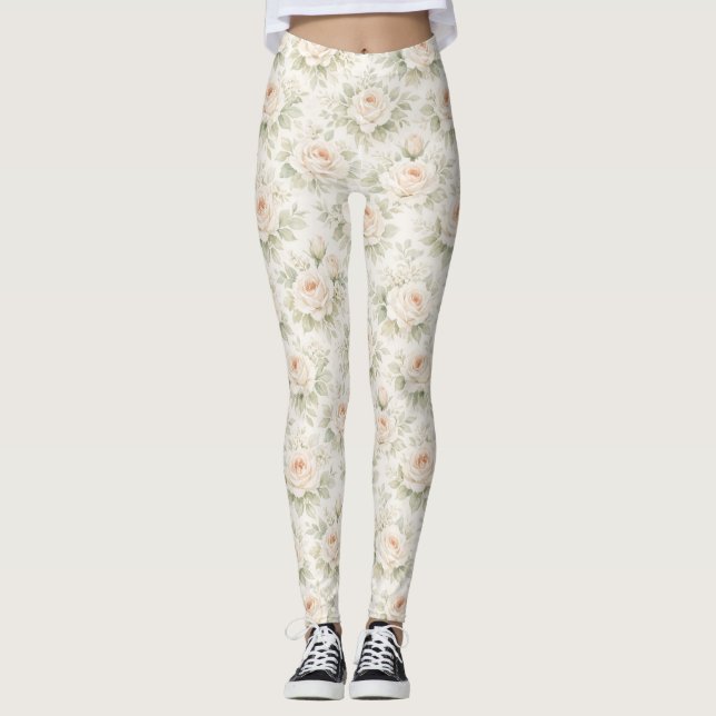 Bridal Floral Pattern Leggings (Front)