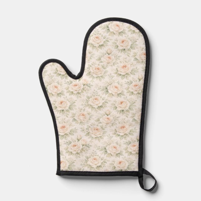 Bridal Floral Pattern Oven Mitt (Front)