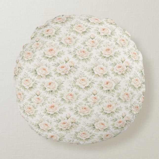 Bridal Floral Pattern Round Cushion (Front)