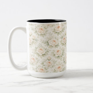 Bridal Floral Pattern Two-Tone Coffee Mug