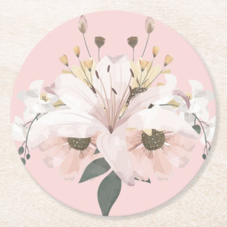 Bridal Floral Round Paper Coaster