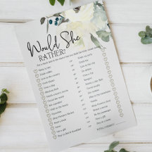 Bridal Game Would She Rather Ivory White 