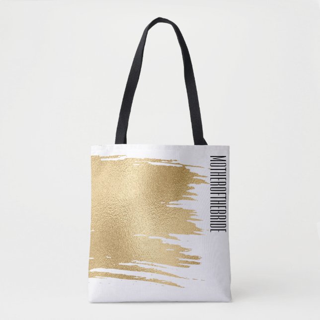 Bridal Gift Floral Tote Elegant Gold and Black Bag (Front)