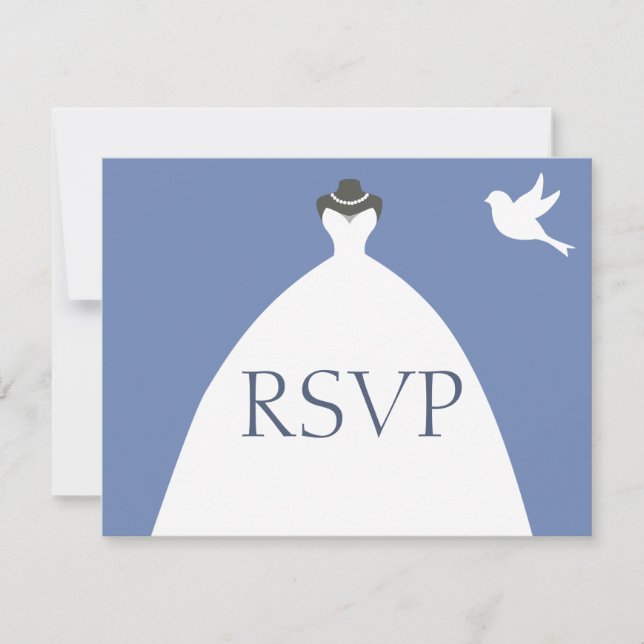 Bridal Gown Blue RSVP Card (Front)