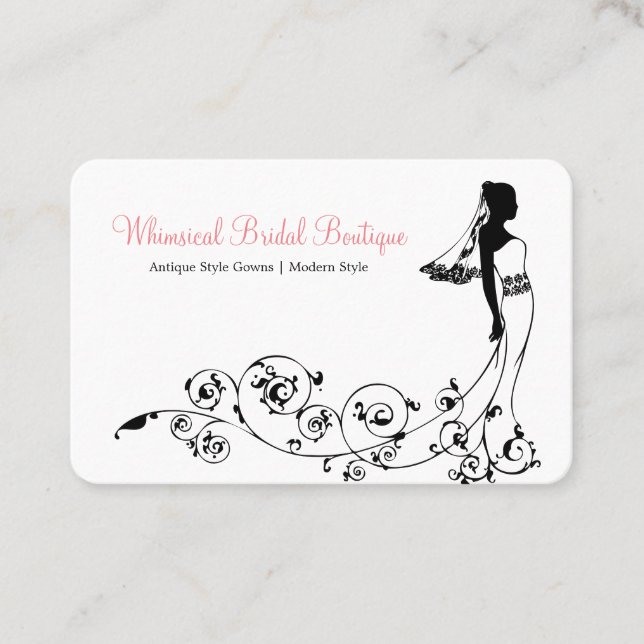 Bridal Gown Boutique Shop Business Card (Front)