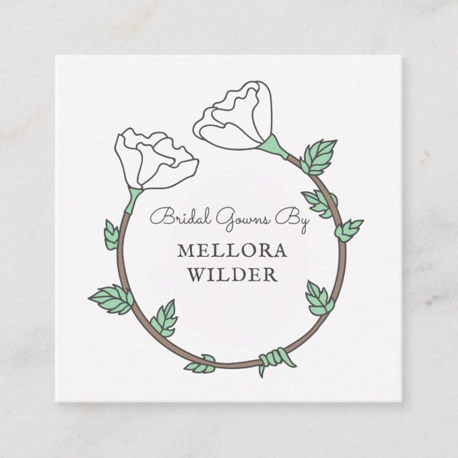 Bridal Gown Boutique Square Business Card (Front)