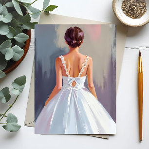 Bridal Gown White Lace Dress Watercolor Postcard