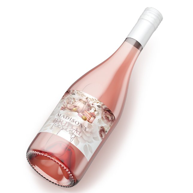 Bridal High Tea Party Personalised Pastel Colours Sparkling Wine Label (Creator Uploaded)