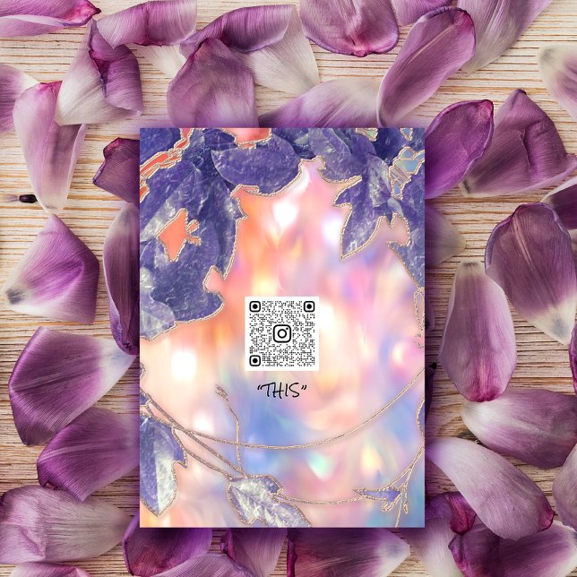 BRIDAL HOLOGRAPH MODERN LEAFS WREATH QR LOGO INVITATION (BRIDAL HOLOGRAPH MODERN LEAFS WREATH QR LOGO INVITATION)