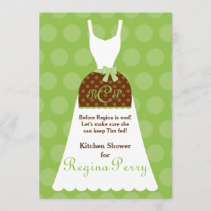 Bridal Kitchen Shower- Lime Apron Gown Invitation