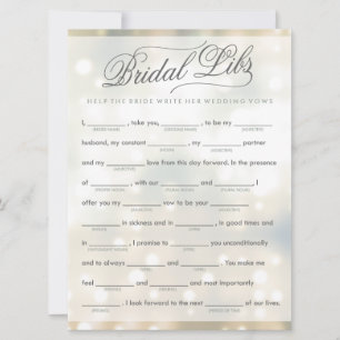 Bridal Libs Bachelorette Party Game Card (elegant)