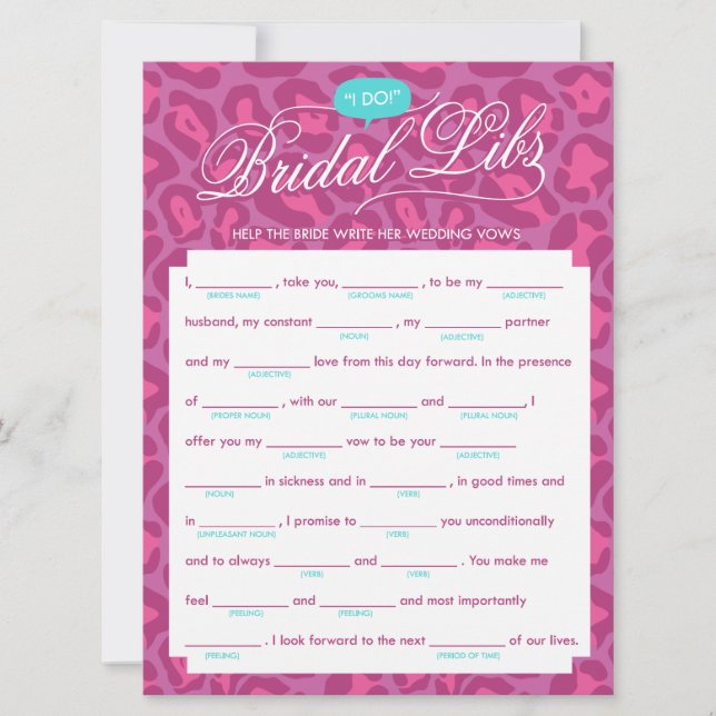Bridal Libs Bachelorette Party Game Card (leopard) (Front)