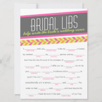 Bridal Libs Bachelorette Party Game Card (neon)