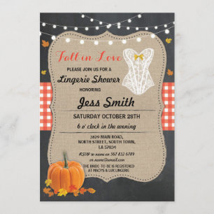 Bridal Lingerie Shower Party Pumpkin Fall in Love Invitation