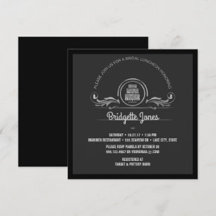 Bridal Luncheon Black Silver Wedding Bridal Shower Invitation