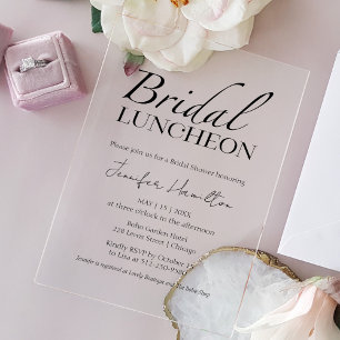 Bridal Luncheon   Black & White Bridal Shower Acrylic Invitations