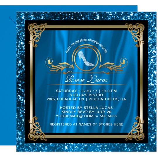 Bridal Luncheon Blue Gold | Wedding Bridal Shower Card