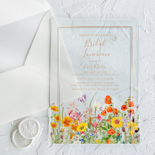Bridal Luncheon Boho Colourful Wildflowers Acrylic Invitations