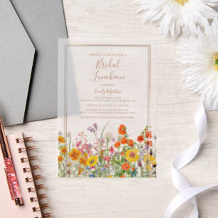 Bridal Luncheon Boho Wild Flowers Bridal Shower Vellum Invitations